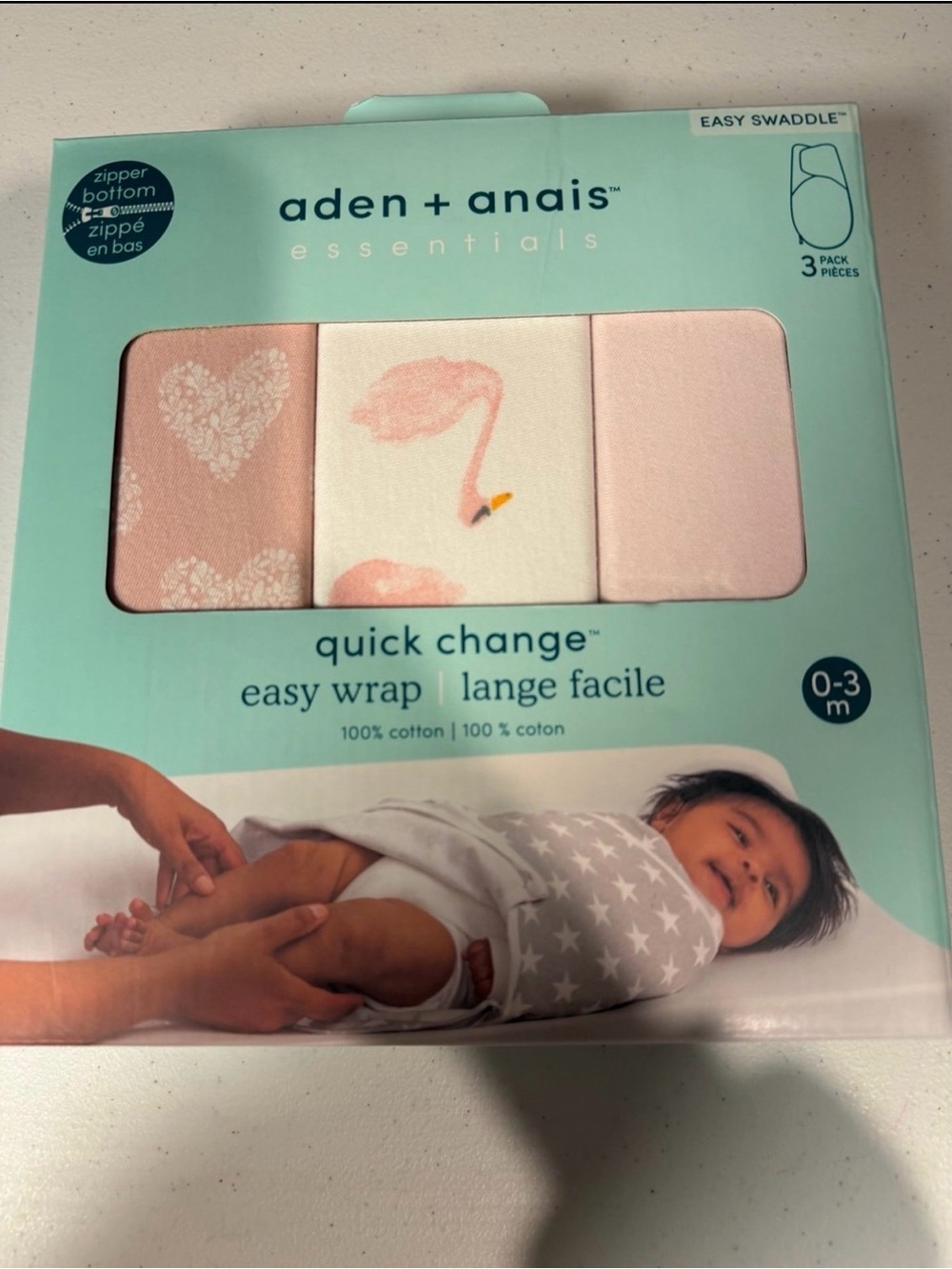 aden + anais Pink Flamingo & Heart Swaddle Trio